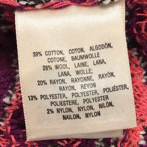 Moth Womens Crochet Cardigan Open Front Sweater Size M Fringe Stripes Poms Boho - Picture 13 of 15